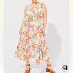 Torrid Plus Size Maxi‎ Challis Ruffle Strap Tiered Dress in Lush Floral Dew 4X
